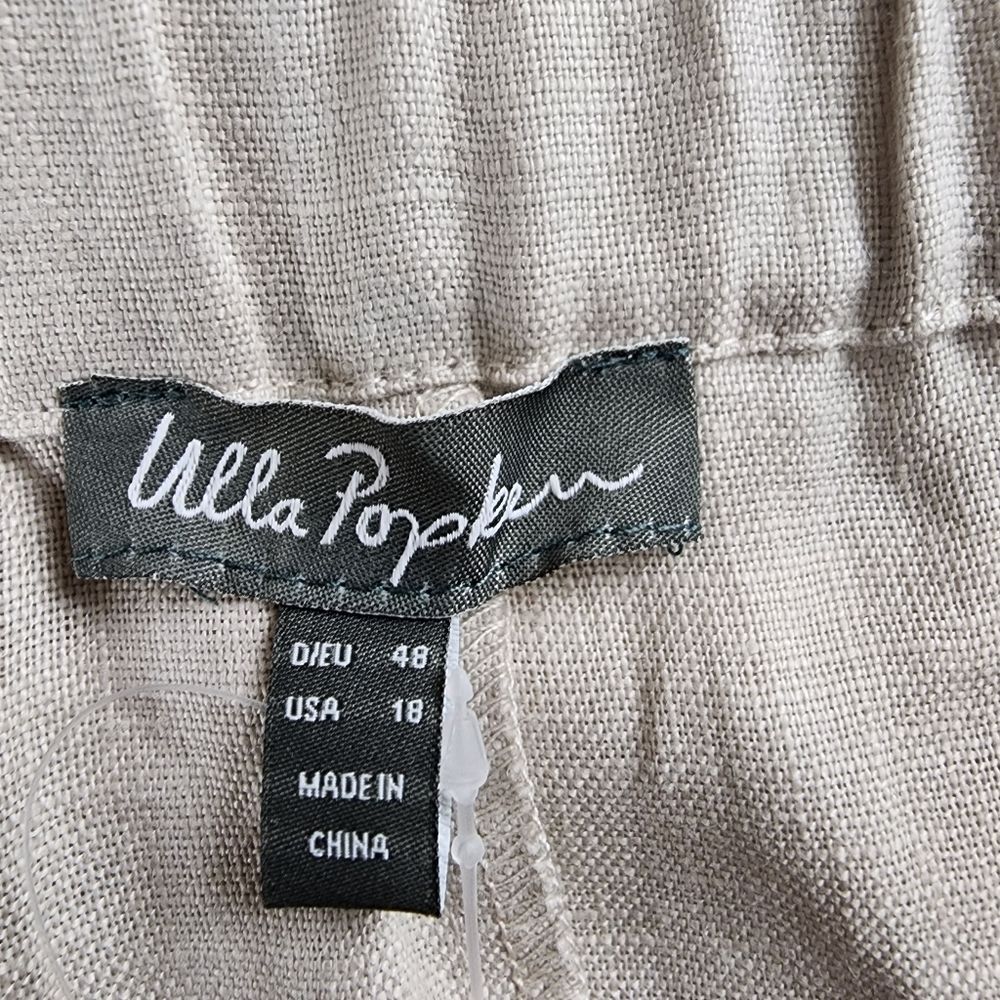 NWT Ulla Popken Linen Midi Skirt Size 18 Beige Natural - Picture 3 of 13
